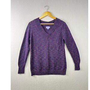 Laura Scott‎ Women's M Multicolored V Neck Long Sleeve Knit Sweater